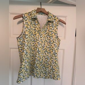 J. McLaughlin Catalina Cloth Lemon Print Sleeveless Top | Golf Tennis 🍋